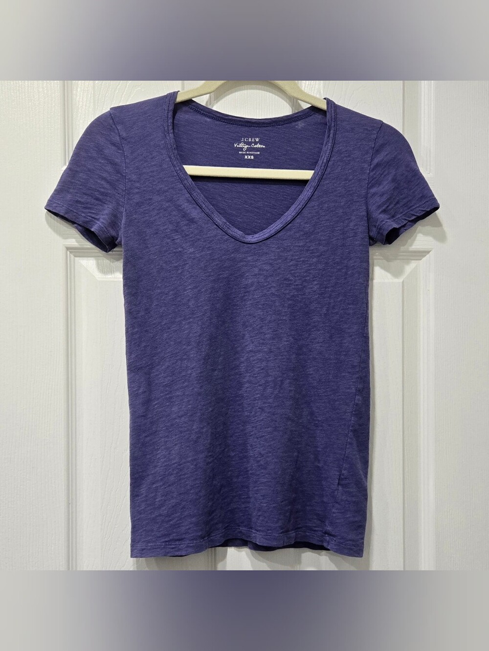 J. Crew Blue Violet Deep Lavender Scoop Neck Vintage Cotton Short Sleeve Tee XXS